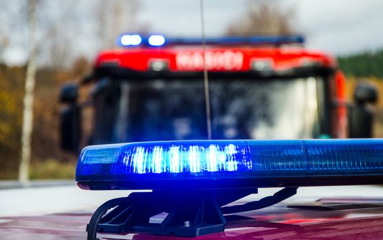 Lights  of fire trucks to save property and lives