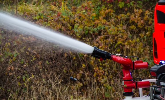 Fire truck in action to save property and lives.