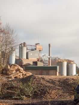 close up of factory industry buildings at sand quarry in essex wivenhoe; essex; england; uk