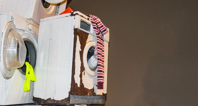 Old and broken retro washing machines for the pile.