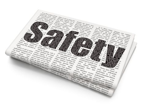 Security concept: Pixelated black text Safety on Newspaper background, 3D rendering