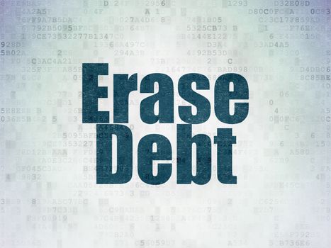 Business concept: Painted blue word Erase Debt on Digital Data Paper background