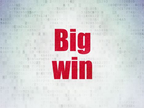 Finance concept: Painted red word Big Win on Digital Data Paper background