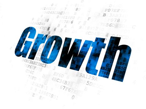 Business concept: Pixelated blue text Growth on Digital background