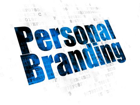 Marketing concept: Pixelated blue text Personal Branding on Digital background