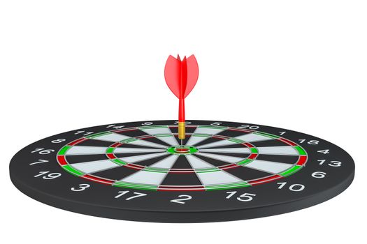 Target dart with arrow. 3d illustration. Isolated on white
