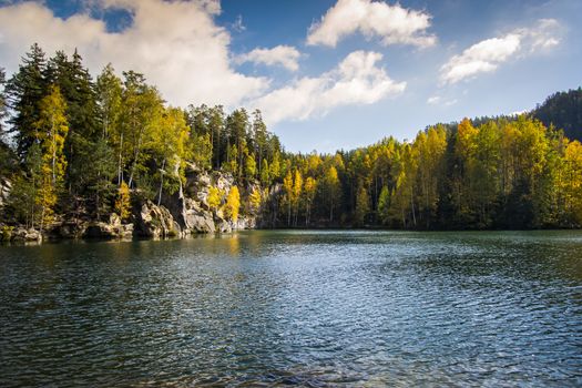 Lake in Adrspach - Teplice Rocks, autumn