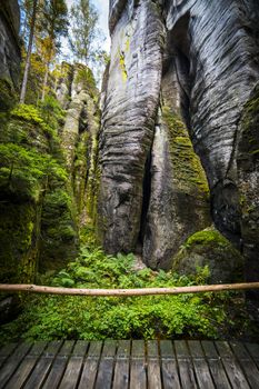Wooden path in Adrspach - Teplice Rocks