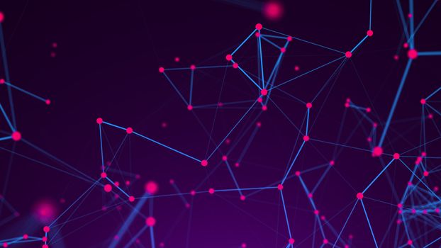 Abstract Polygonal Space Background with Connecting Dots and Lines. 3d rendering