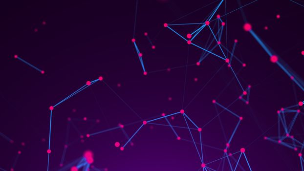 Abstract Polygonal Space Background with Connecting Dots and Lines. 3d rendering