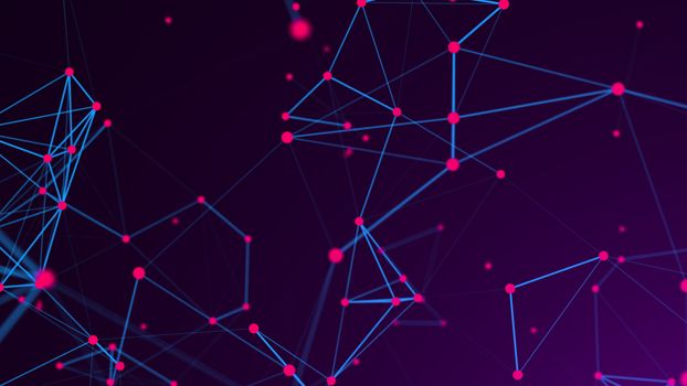 Abstract Polygonal Space Background with Connecting Dots and Lines. 3d rendering