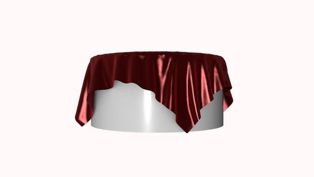 Red cloth wave on white background. Cloth and object. 3d rendering