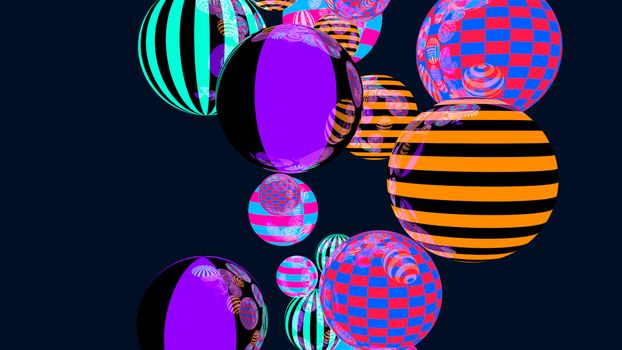 Abstract background with multicolored decorative balls. 3d rendering