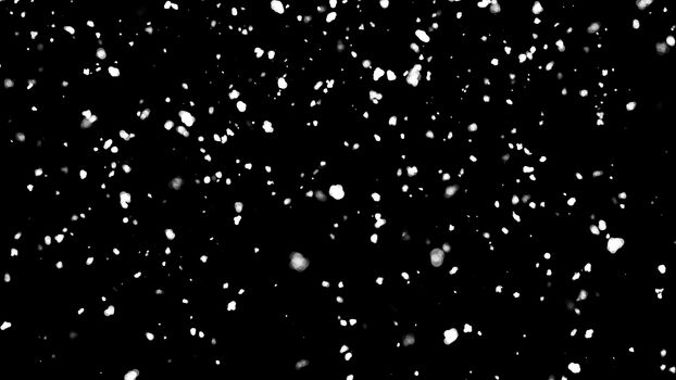 Snow isolated on black background. 3d rendering