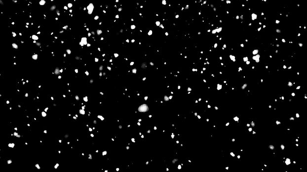 Snow isolated on black background. 3d rendering