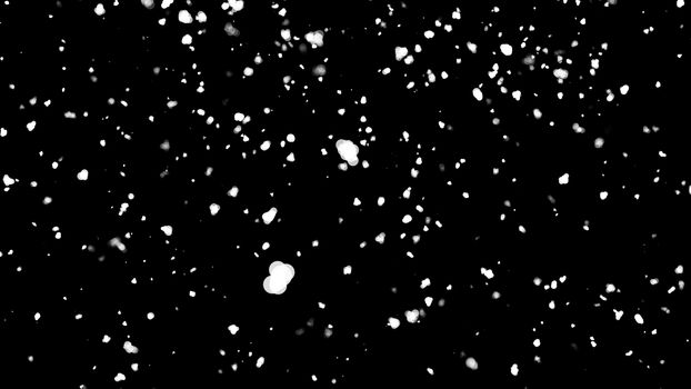 Snow isolated on black background. 3d rendering