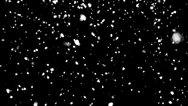 Snow isolated on black background. 3d rendering