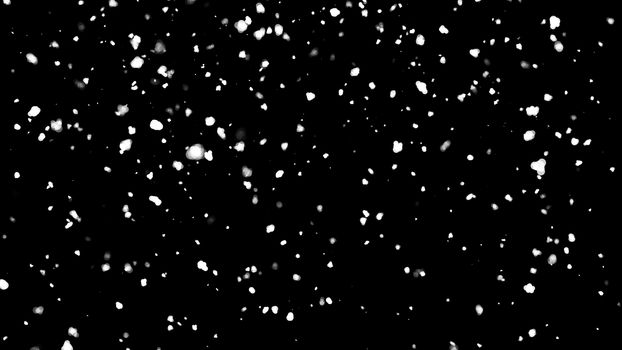 Snow isolated on black background. 3d rendering