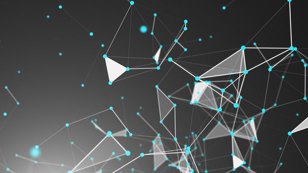 Abstract Polygonal Space Background with Connecting Dots and Lines. 3d rendering