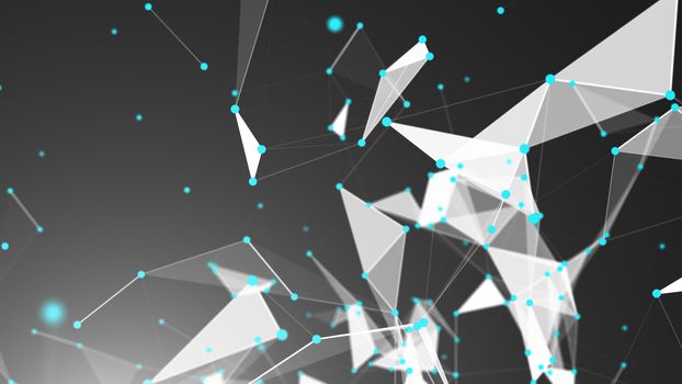 Abstract Polygonal Space Background with Connecting Dots and Lines. 3d rendering