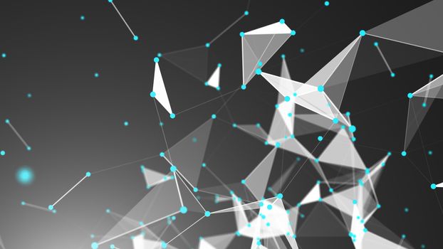 Abstract Polygonal Space Background with Connecting Dots and Lines. 3d rendering