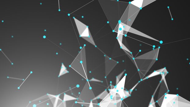 Abstract Polygonal Space Background with Connecting Dots and Lines. 3d rendering