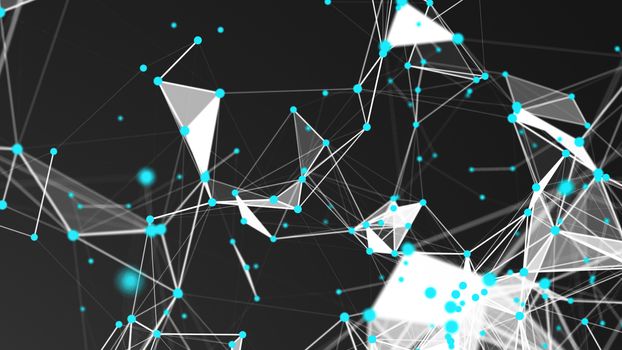 Abstract Polygonal Space Background with Connecting Dots and Lines. 3d rendering