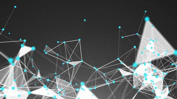 Abstract Polygonal Space Background with Connecting Dots and Lines. 3d rendering