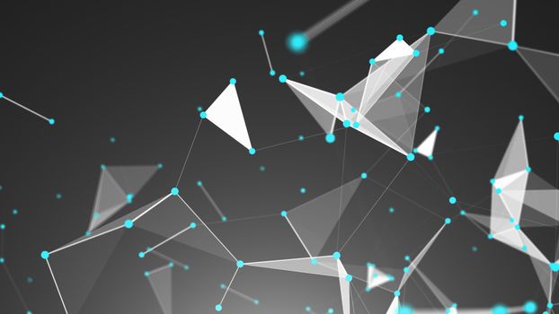 Abstract Polygonal Space Background with Connecting Dots and Lines. 3d rendering