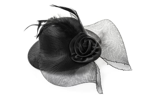 female hat with bow on white isolated background