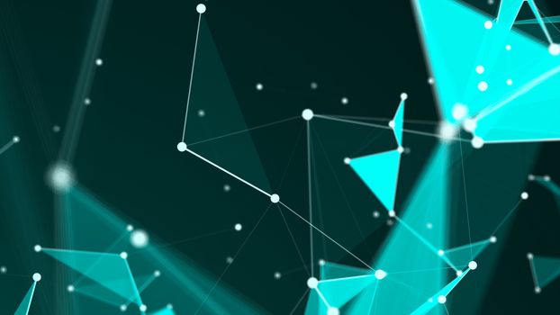 Abstract Polygonal Space Background with Connecting Dots and Lines. 3d rendering