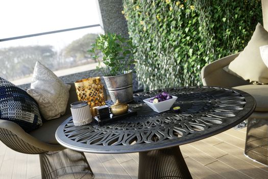 outdoor closeup with table and chairs photo