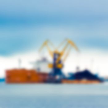 Cargo ship - soft lens bokeh image. Defocused background