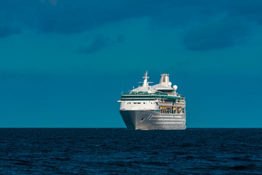 Luxury cruise liner underway. Tour travel and spa services