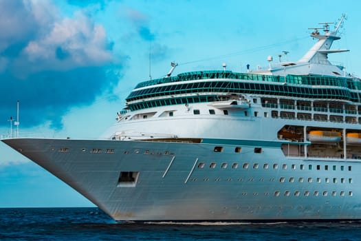 Luxury cruise liner underway. Tour travel and spa services