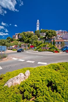Town of Novi Vinodolski vertical view, Kvarner bay in Croatia