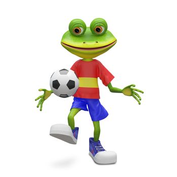 3D Illustration Frog Football Player on a White Background