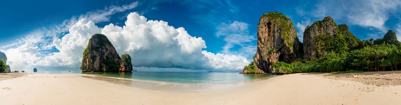 Beautiful horizontal panorama of Thailand beach Phra Nang