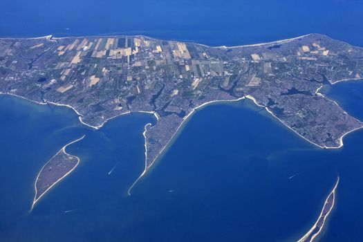 Aerial view of small island Key Biscayne, Florida.