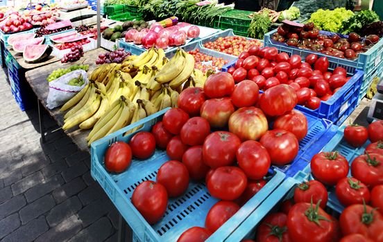 Farmer's Market with Vegetables and Fruits in Spain