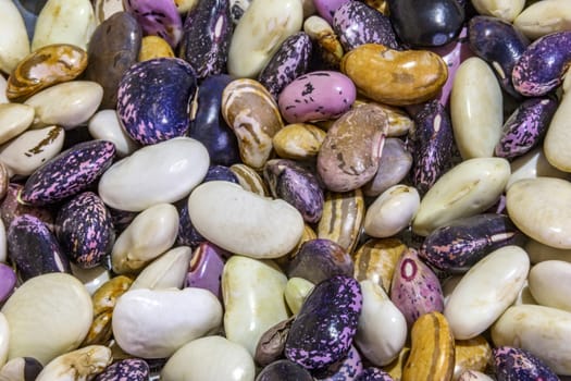 Beautiful mixed colorful beans as background. Raw colorful bean texture. Food photo