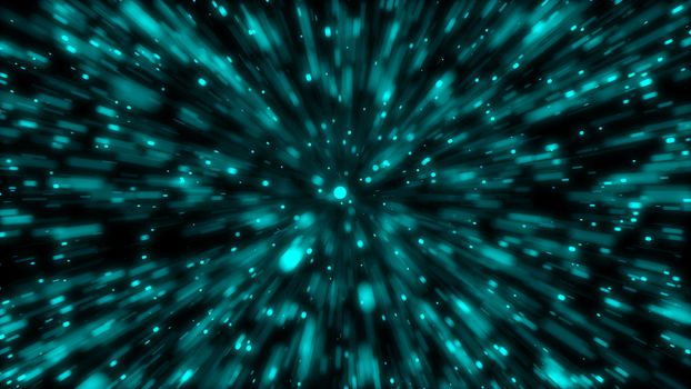 Particle or space traveling. Particle zoom background. 3d rendering