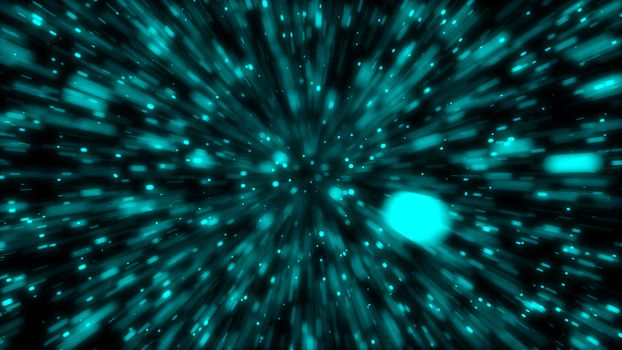 Particle or space traveling. Particle zoom background. 3d rendering