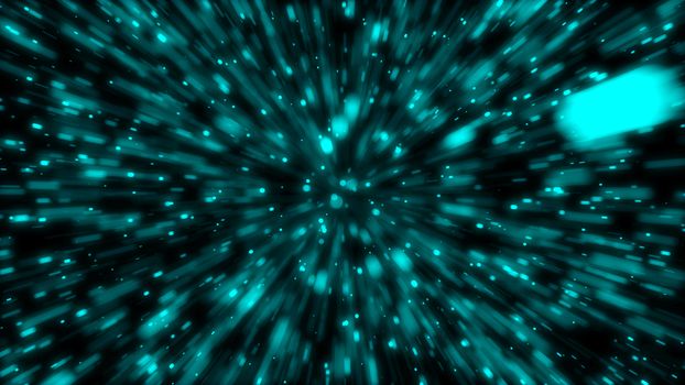 Particle or space traveling. Particle zoom background. 3d rendering