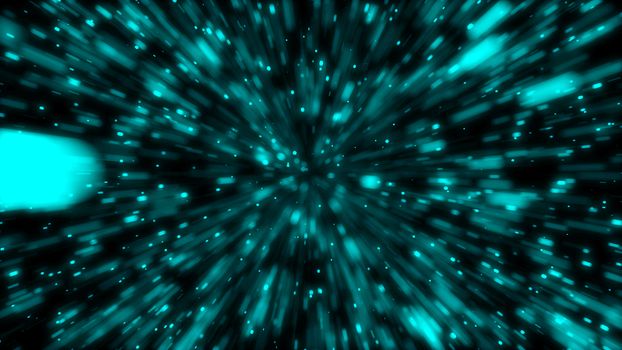 Particle or space traveling. Particle zoom background. 3d rendering