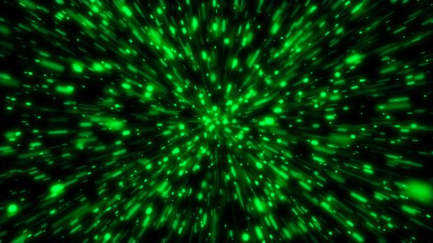 Particle or space traveling. Particle zoom background. 3d rendering