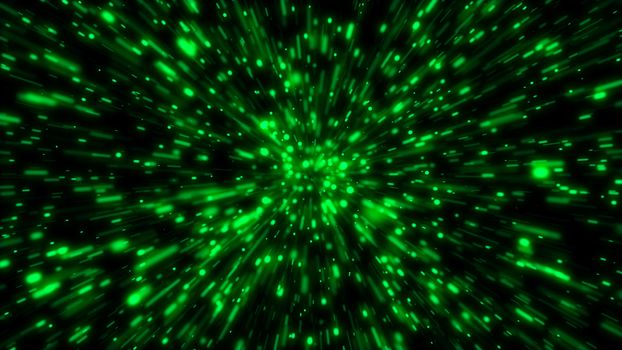 Particle or space traveling. Particle zoom background. 3d rendering