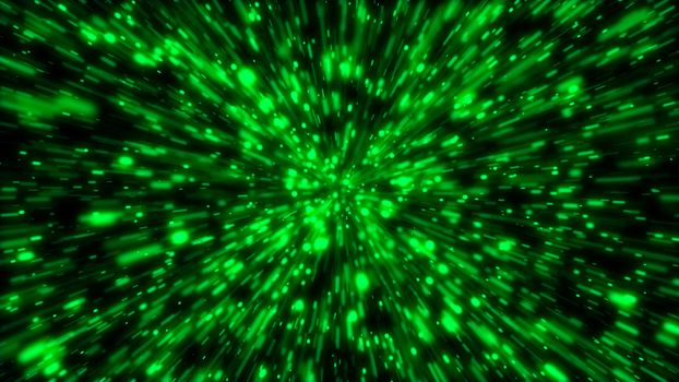 Particle or space traveling. Particle zoom background. 3d rendering