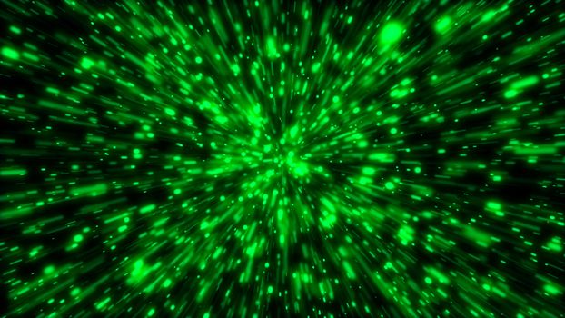 Particle or space traveling. Particle zoom background. 3d rendering