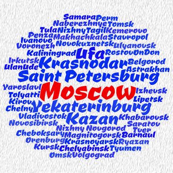 Towns in Russia word cloud concept